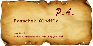 Praschek Alpár névjegykártya
